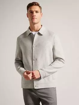 Шерстяная куртка с воротником Ted Baker Sharpow, серый меланж