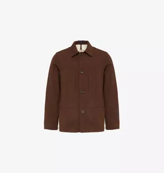 Шерстяная куртка стандартного кроя с раскладным воротником и картой Шетландских островов Drakes, коричневый