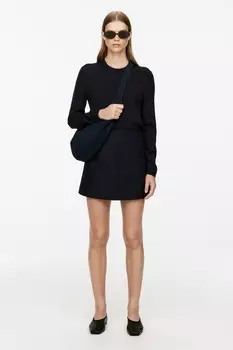 Шерстяная мини-юбка Arket, синий