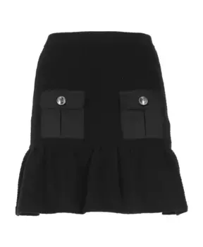 Шерстяная мини юбка с воланом Elisabetta Franchi, черный