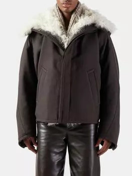 Шерстяная парка на подкладке из овчины Bottega Veneta, коричневый