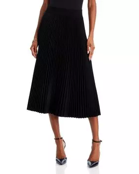 Шерстяная плиссированная юбка миди Theory, черный
