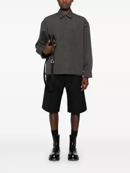 Шерстяная полосатая куртка-рубашка Jil Sander, серый