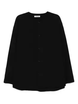 Шерстяная рубашка без воротника Attachment, черный