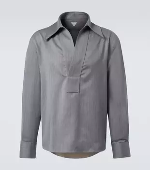 Шерстяная рубашка Bottega Veneta, Dark Opal/ Beige Mel