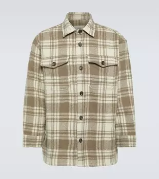 Шерстяная рубашка макси в клетку Ami Paris, мультиколор