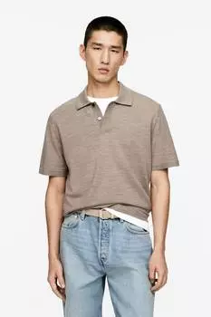 Шерстяная рубашка поло Arket, бежевый