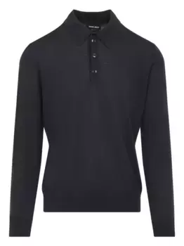 Шерстяная рубашка поло GIORGIO ARMANI, черный