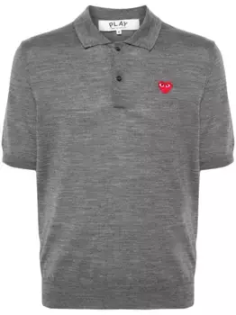 Шерстяная рубашка поло с нашивкой Comme Des Garons Play, серый