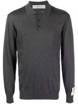 Шерстяная рубашка поло с нашивкой-логотипом GOLDEN GOOSE, серый