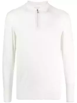 Шерстяная рубашка поло с воротником на молнии Eleventy, белый