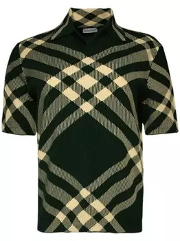 Шерстяная рубашка поло в клетку Burberry, зеленый