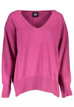 Шерстяная рубашка с длинными рукавами v-образным вырезом и логотипом North Sails, фиолетовый