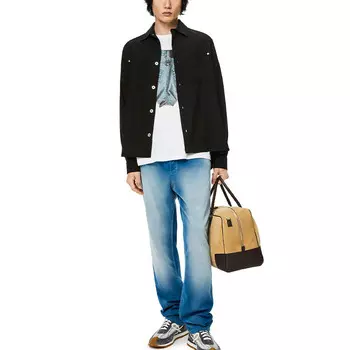 Шерстяная рубашка с металлическими пуговицами Loewe, черный