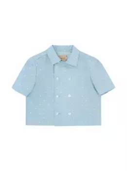 Шерстяная рубашка с монограммой Gucci, голубой
