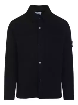 Шерстяная рубашка с накладными карманами Stone Island, черный