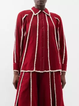 Шерстяная рубашка с отделкой крючком Lovebirds, красный