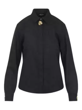 Шерстяная рубашка с золотыми пуговицами Fabiana Filippi, черный