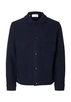 Шерстяная рубашка, стандартного кроя, с нагрудным карманом, мужская SELECTED, цвет 186839 Sky Captain