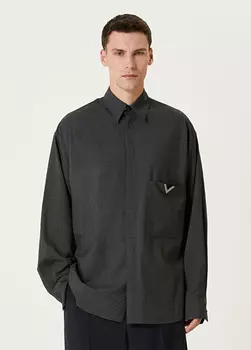 Шерстяная рубашка Valentino, серый
