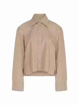 Шерстяная рубашка в клетку Jil Sander, серый