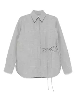 Шерстяная рубашка в клетку JIL SANDER, серый