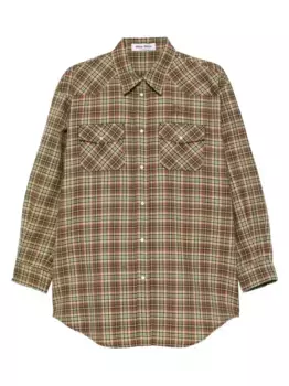 Шерстяная рубашка в клетку MIU MIU, коричневый