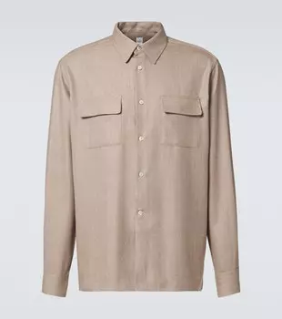Шерстяная рубашка в ёлочку Berluti, Light taupe