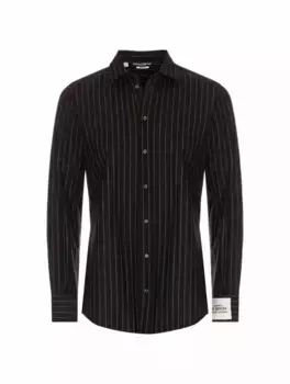 Шерстяная рубашка в полоску Dolce&Gabbana, черный