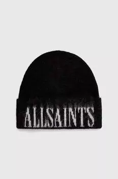 Шерстяная шапка AllSaints, черный