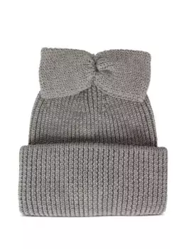 Шерстяная шапка бини с бантом Simonetta, серый