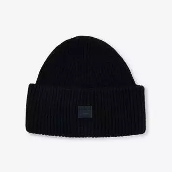 Шерстяная шапка-бини с фирменной нашивкой pansy Acne Studios, черный