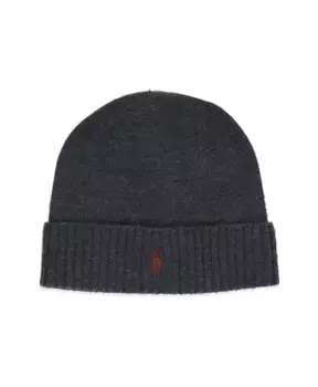 Шерстяная шапка бини с логотипом пони Ralph Lauren, серый