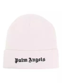 Шерстяная шапка бини с вышитым логотипом PALM ANGELS, нейтральный