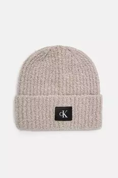 Шерстяная шапка Calvin Klein Jeans, бежевый