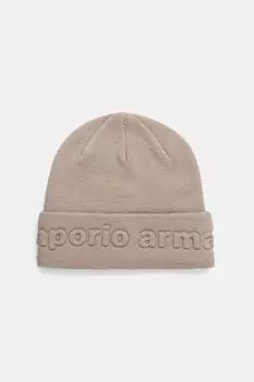Шерстяная шапка Emporio Armani, бежевый
