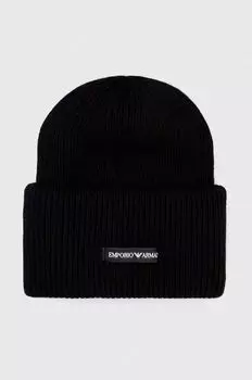 Шерстяная шапка Emporio Armani, черный