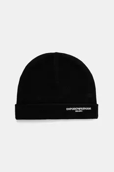 Шерстяная шапка Emporio Armani, черный