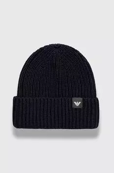 Шерстяная шапка Emporio Armani, темно-синий