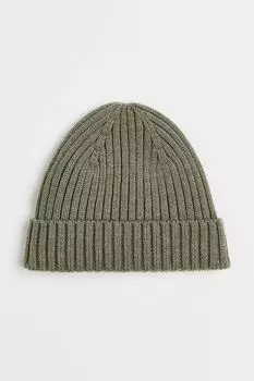 Шерстяная шапка H&amp;M, хаки зеленый