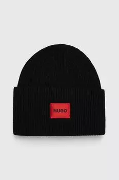 Шерстяная шапка Hugo, черный