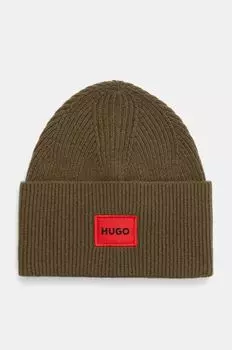 Шерстяная шапка Hugo, зеленый