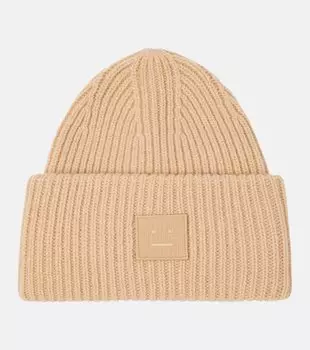 Шерстяная шапка крупной вязки в рубчик Acne Studios, бежевый