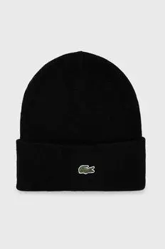 Шерстяная шапка Lacoste, черный