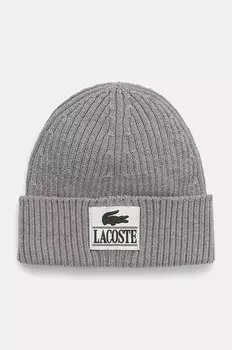 Шерстяная шапка Lacoste, серый