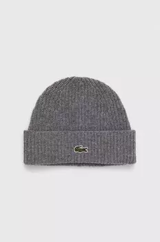 Шерстяная шапка Lacoste, серый
