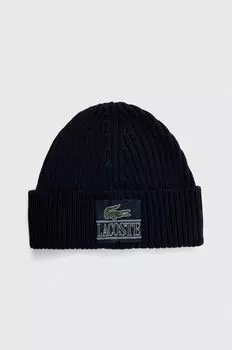 Шерстяная шапка Lacoste, темно-синий