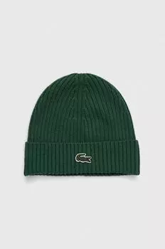 Шерстяная шапка Lacoste, зеленый