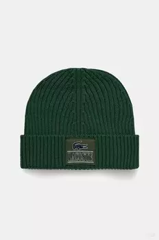 Шерстяная шапка Lacoste, зеленый