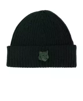 Шерстяная шапка Maison Kitsun, зеленый
